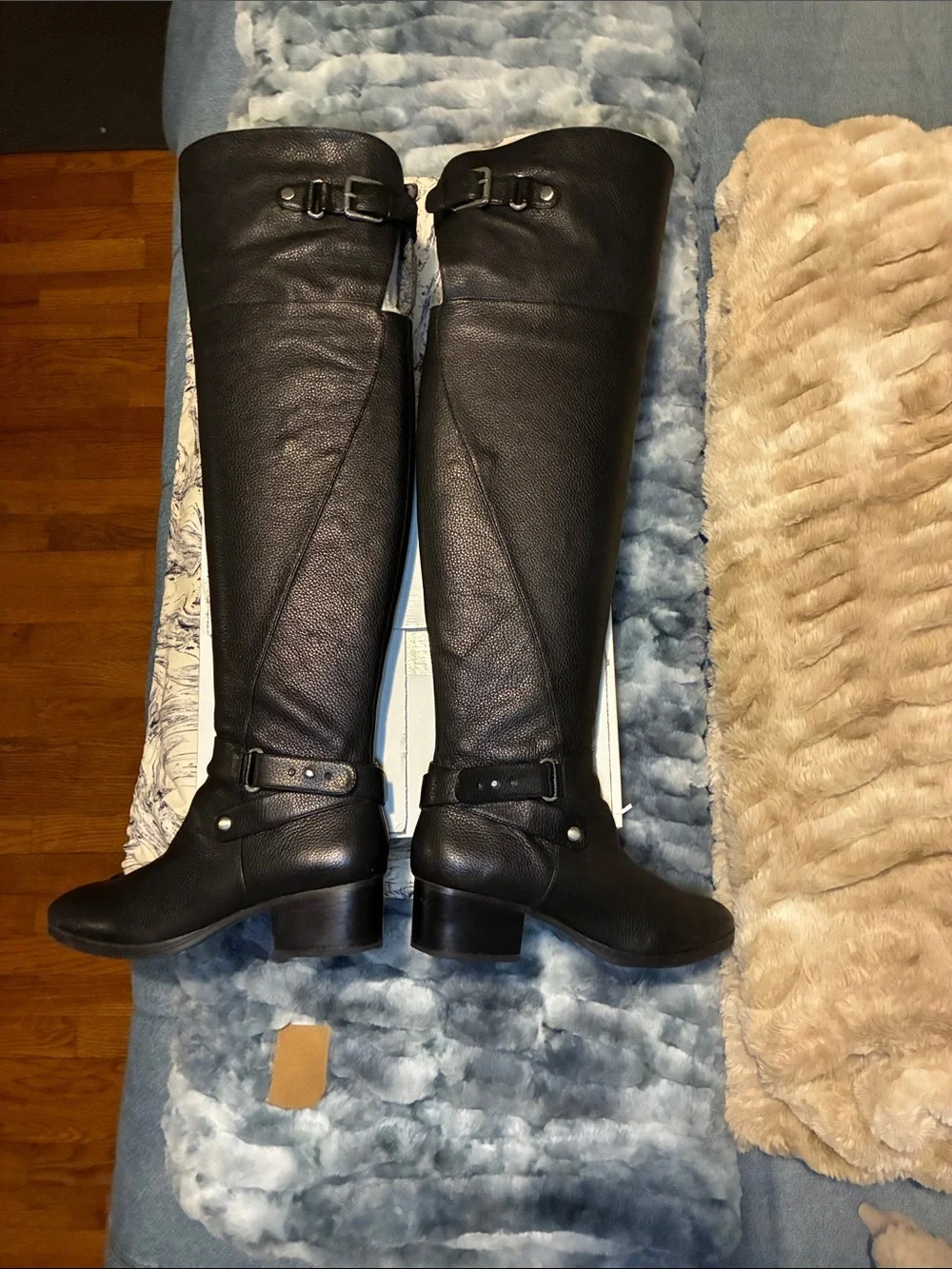 NWOT Nine West Black Over-the-Knee Buckle Riding Boots